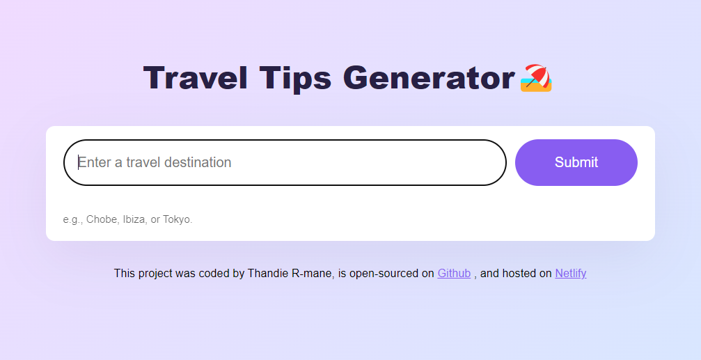 Travel Tips AI App